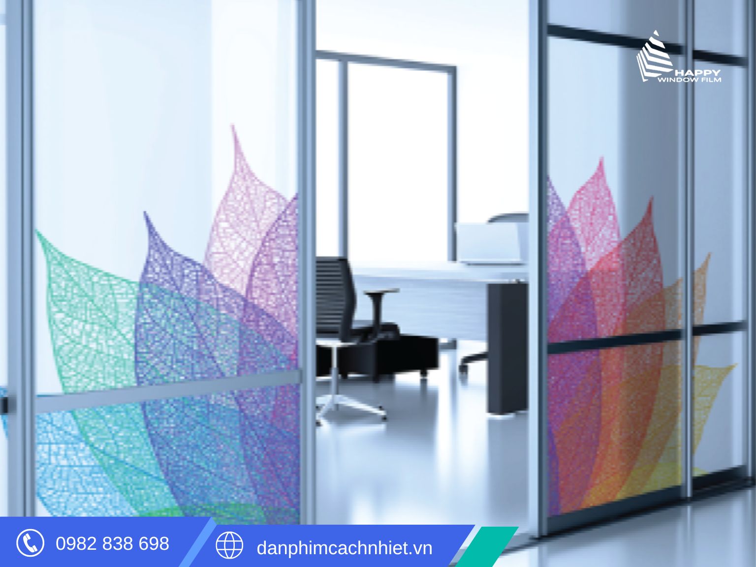 Dán decal mờ kính cắt chữ, in logo